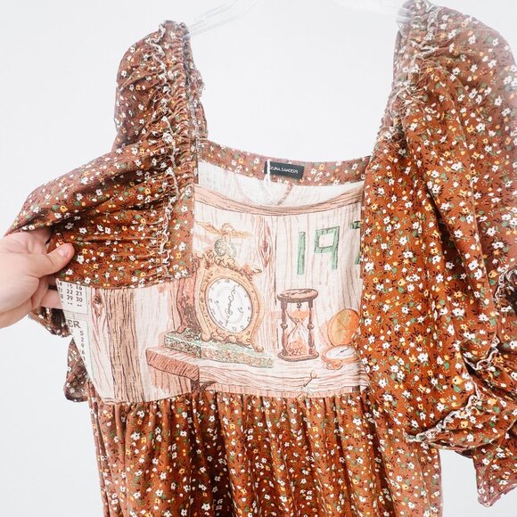 Selina Sanders Handmade Repurposed Tea Towel Ruffle Maxi Dress - XL-2X - Picture 7 of 8